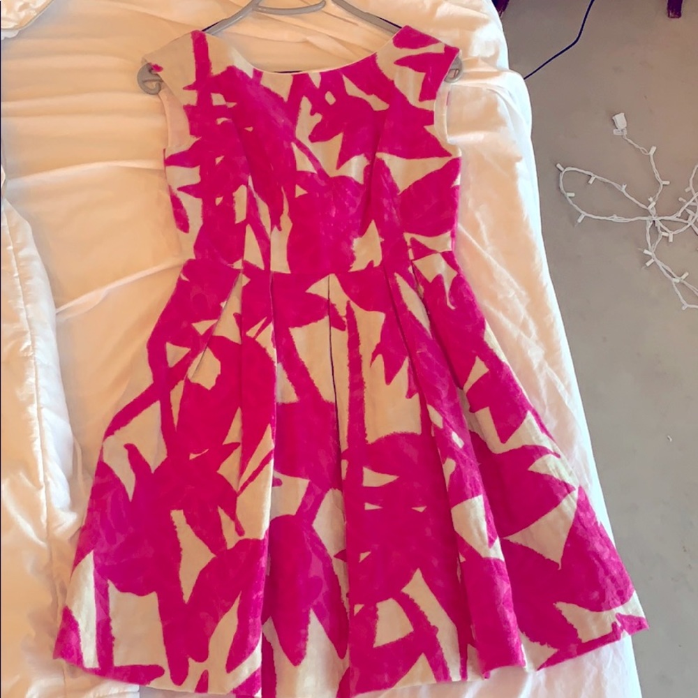 Pink and off white linen dress size 2